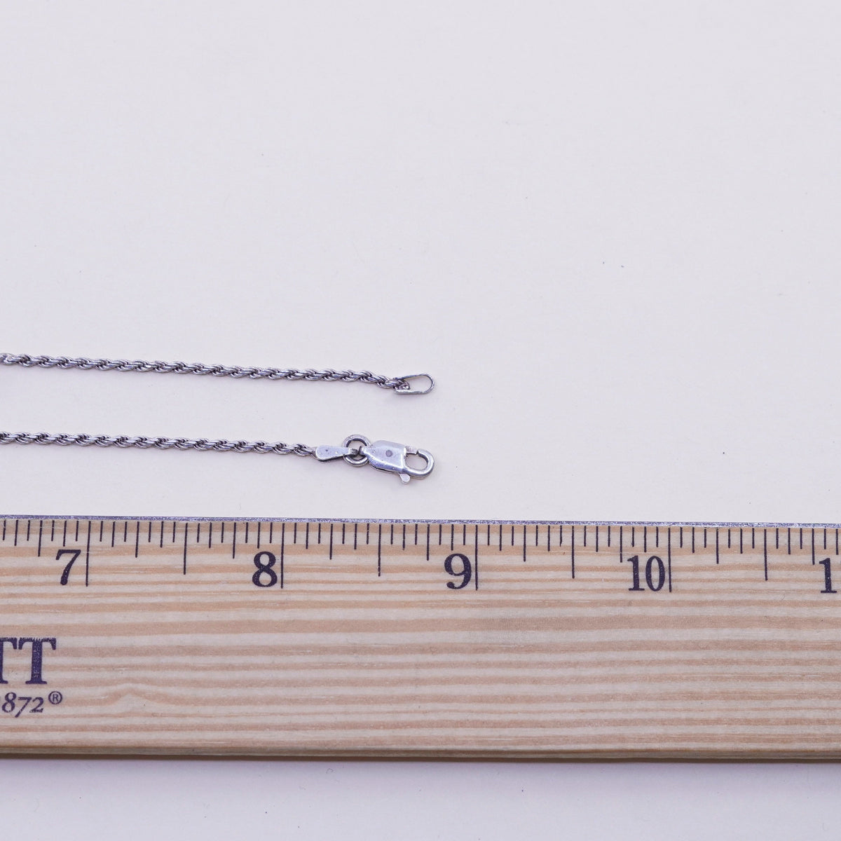 18” 1.6mm, vintage sterling silver necklace, 925 rope chain with beads