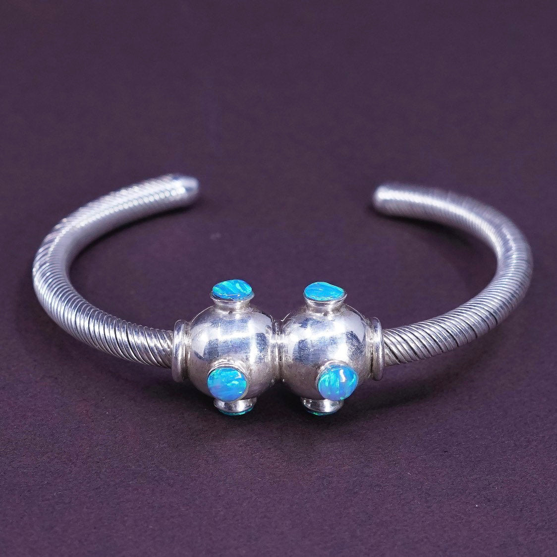6”, vtg Sterling silver handmade bracelet, 925 cable cuff
