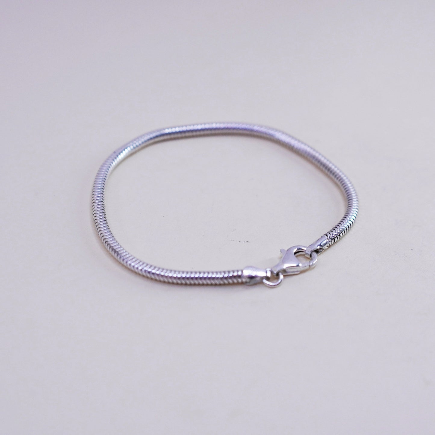 7.25”, 3mm, vintage Italy Sterling 925 silver bracelet, bold snake chain