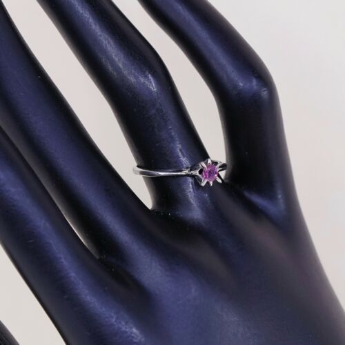 Sz 6.5, Sterling Silver Ring, 925 Silver Engagement Ring W/ pink Crystal