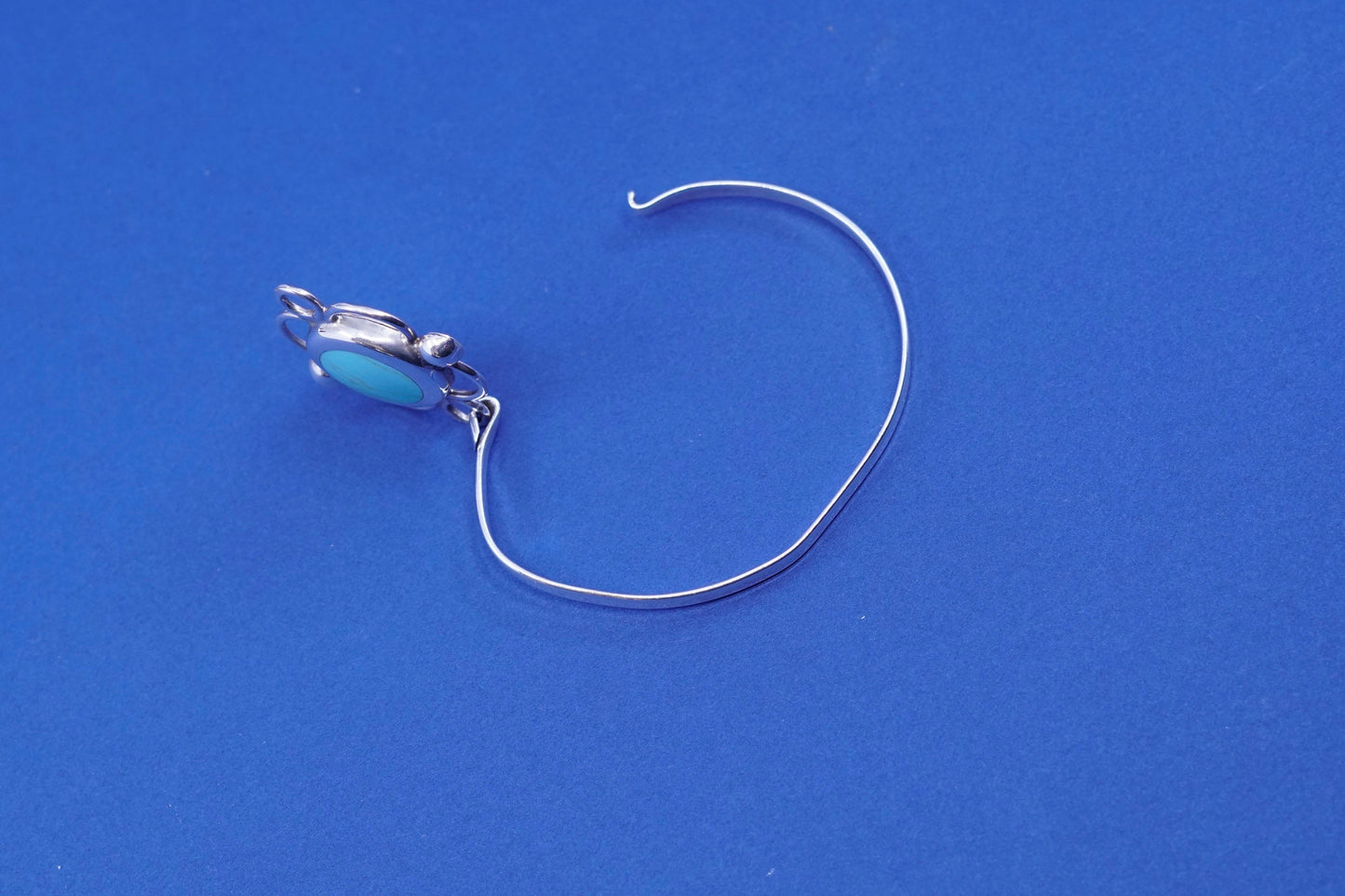 7”, vintage Sterling silver handmade bracelet, 925 bangle with turquoise