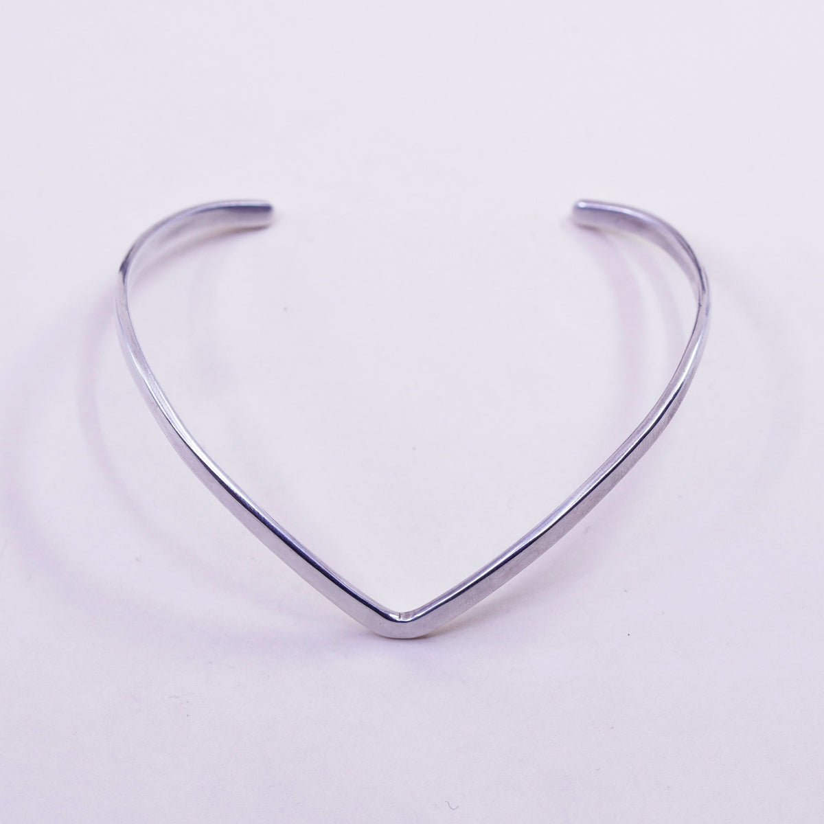 6.75”, vintage Sterling silver handmade cuff, thin 925 V bracelet