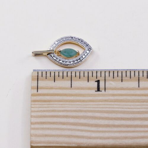 Vermeil Gold Over Sterling Silver Handmade Pendant, 925 Charm W/ Jade N Diamond