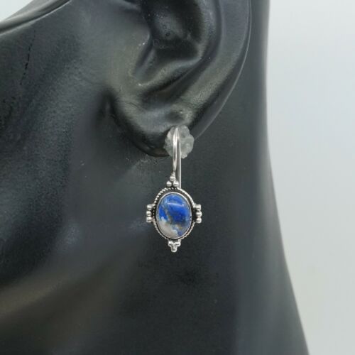 Vintage Sterling silver handmade earrings, 925 dangle w/ sodalite N Beads