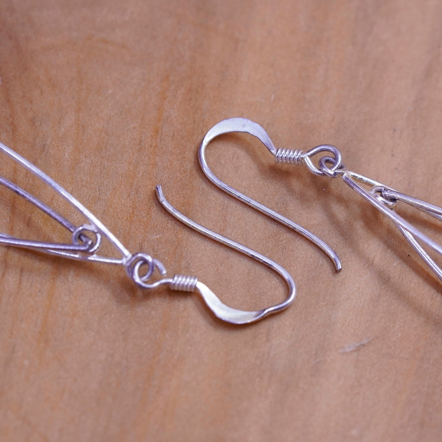 Vintage Sterling silver handmade earrings, modern 925 dangle