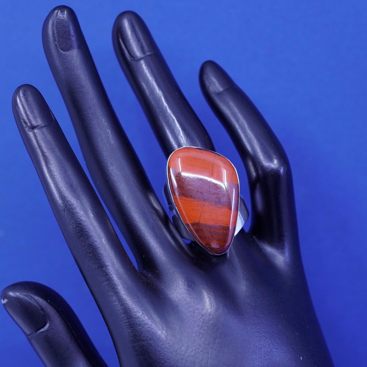 Size 9.25, Jay King DTR sterling 925 silver handmade statement ring with jasper