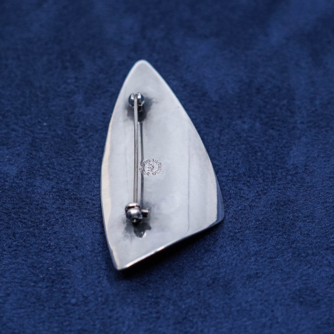 vtg Denmark A&K Sterling silver handmade brooch, 925 modern high polished pin