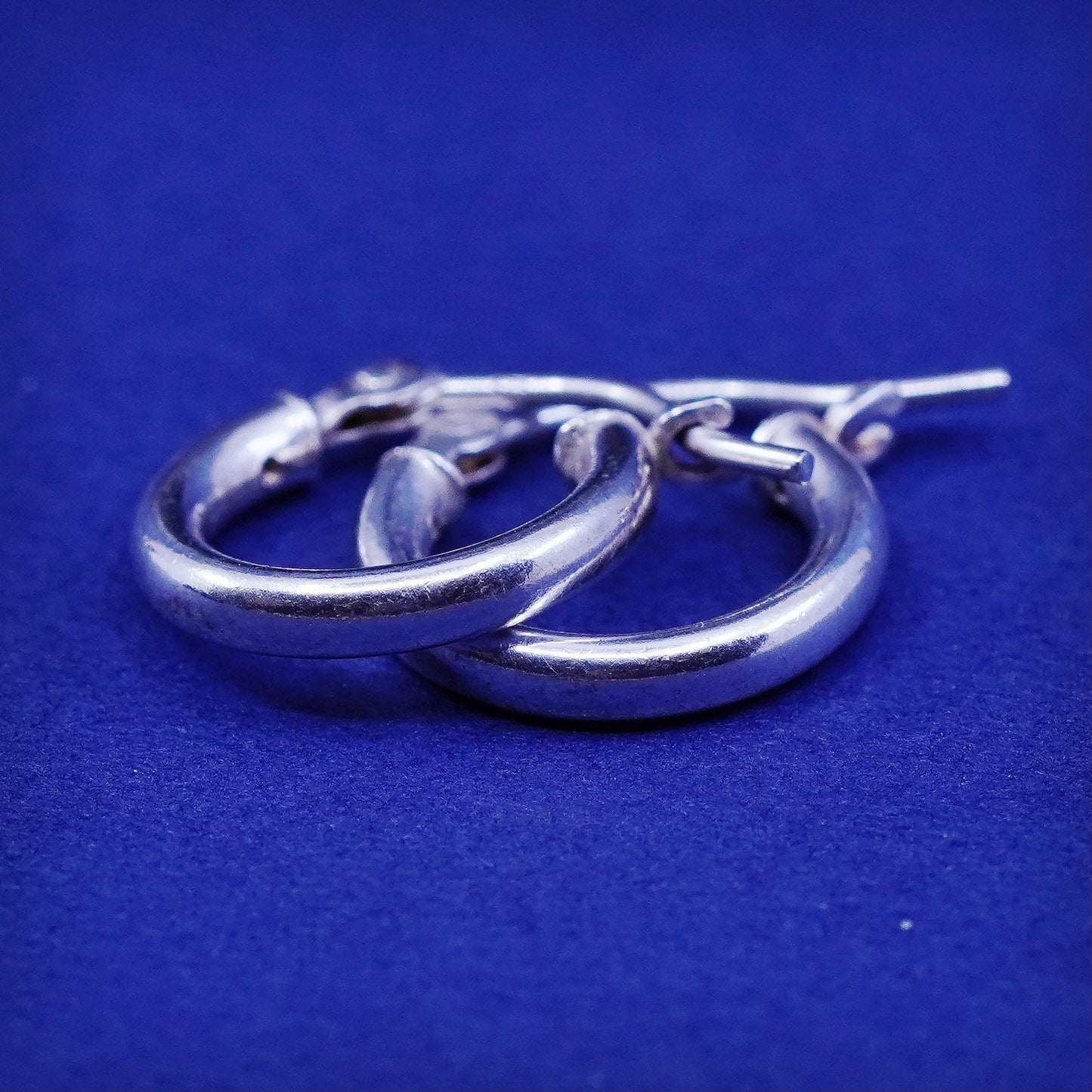 10mm, vintage Sterling silver handmade hoop earrings, 925 huggie