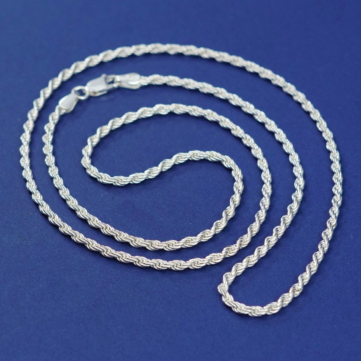 24”, 3mm, vintage milor italy sterling silver necklace, bold 925 rope chain