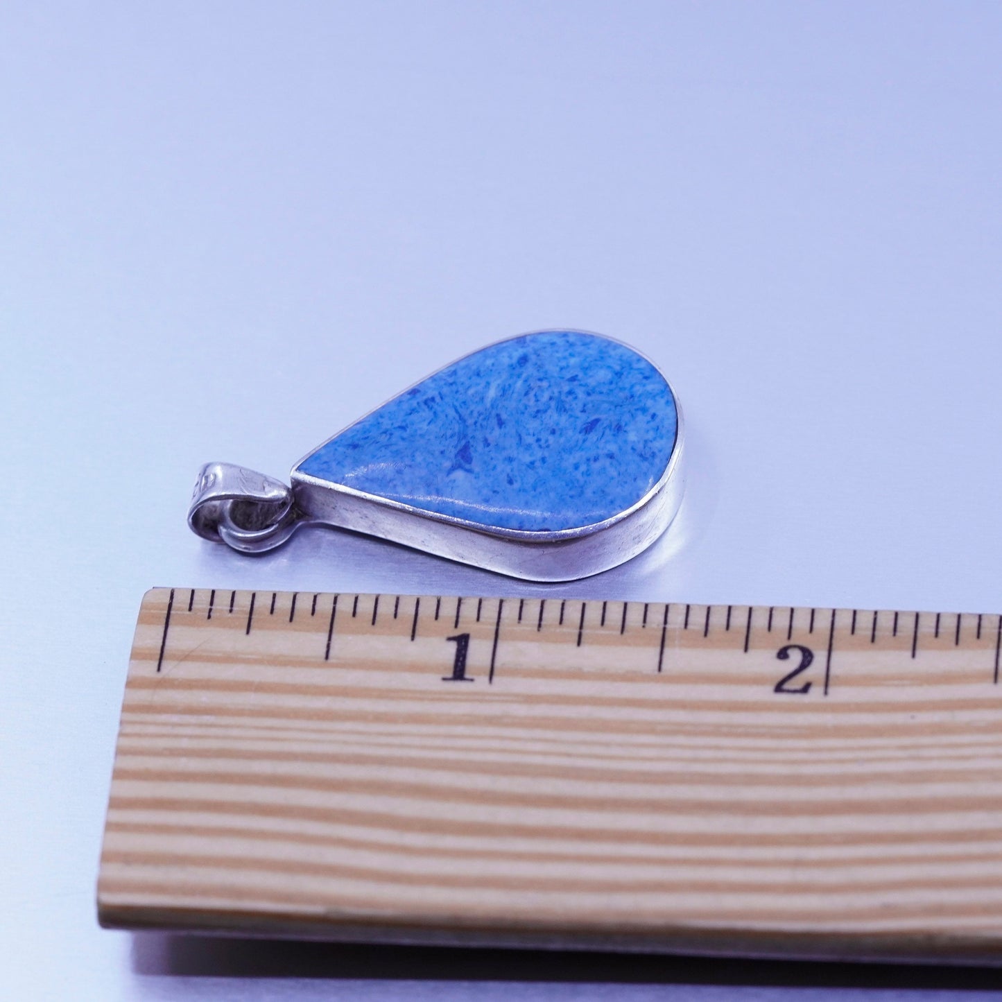 antique sterling 925 silver pendant teardrop sodalite charm