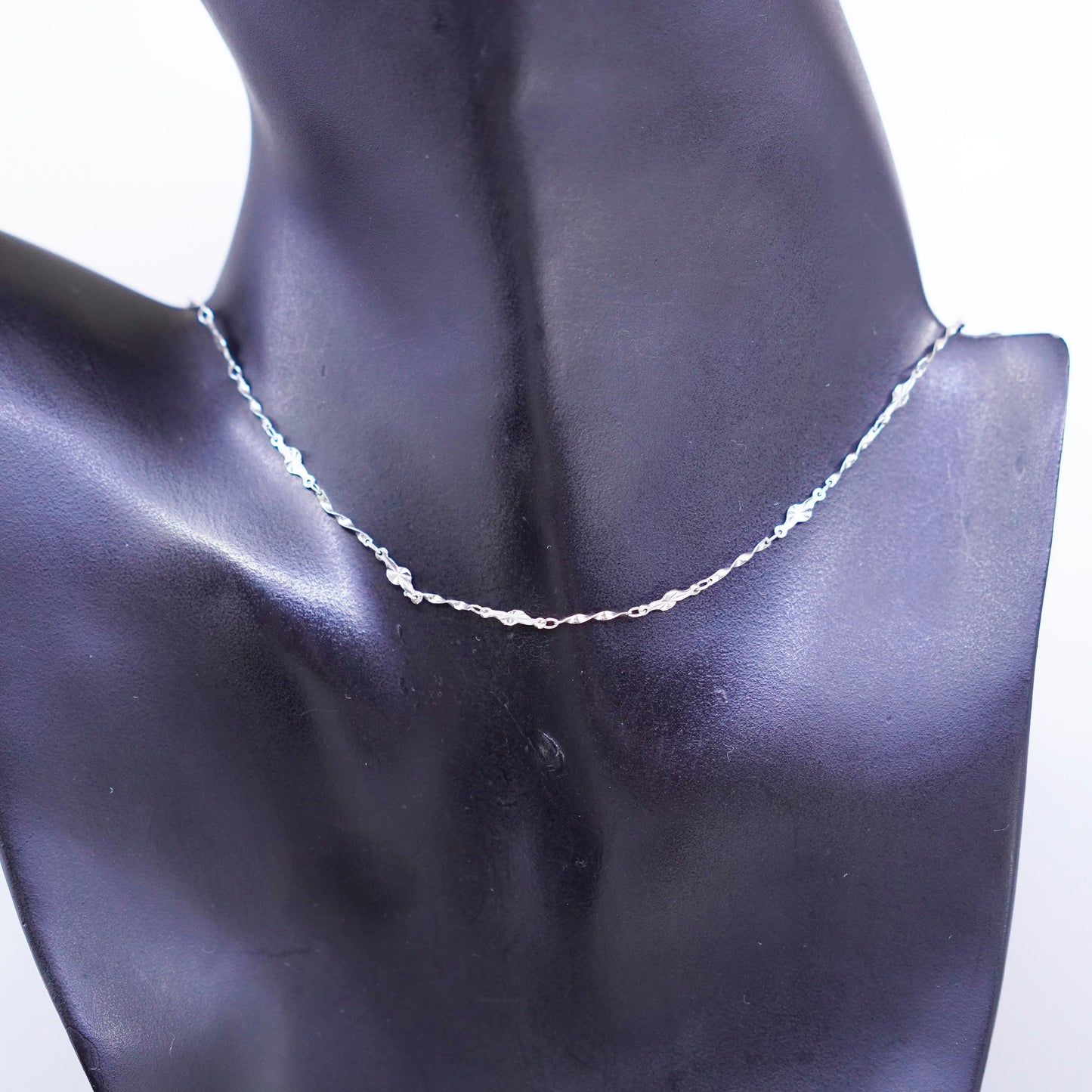 16” 2mm, vintage Italy Sterling 925 silver bar chain necklace