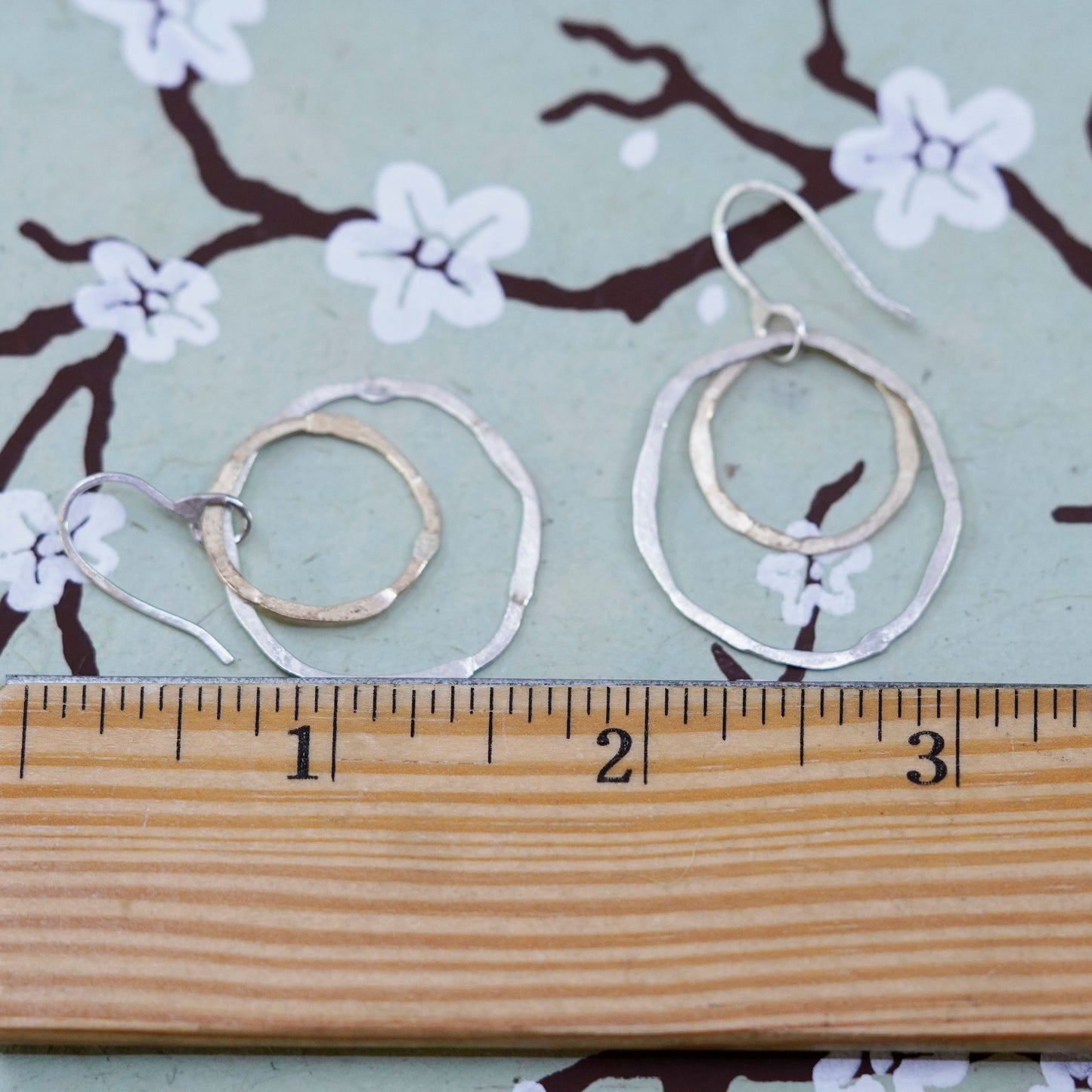 Vintage sterling silver handmade earrings, 925 matte circle dangles