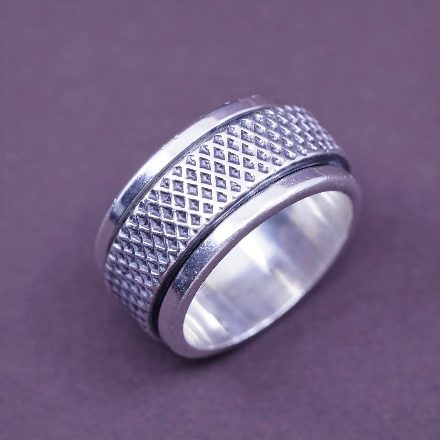 Size 6, vintage Sterling silver prayer ring, solid 925 silver spinner band