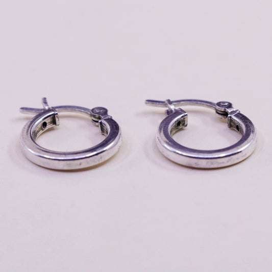 0.5”, Vintage sterling silver loop earrings, fashion minimalist, 925 hoops