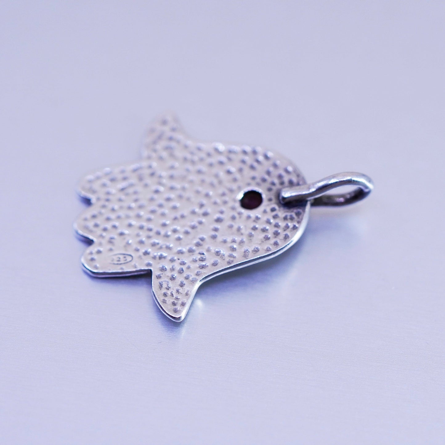 antique sterling 925 silver handmade hand pendant with garnet