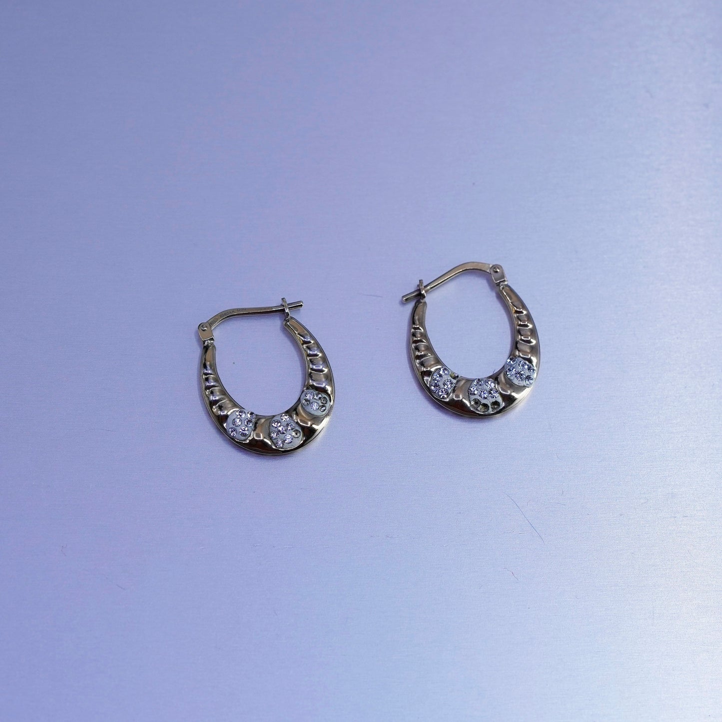 0.75”, vintage vermeil gold over Sterling silver earrings, 925 hoops with cz