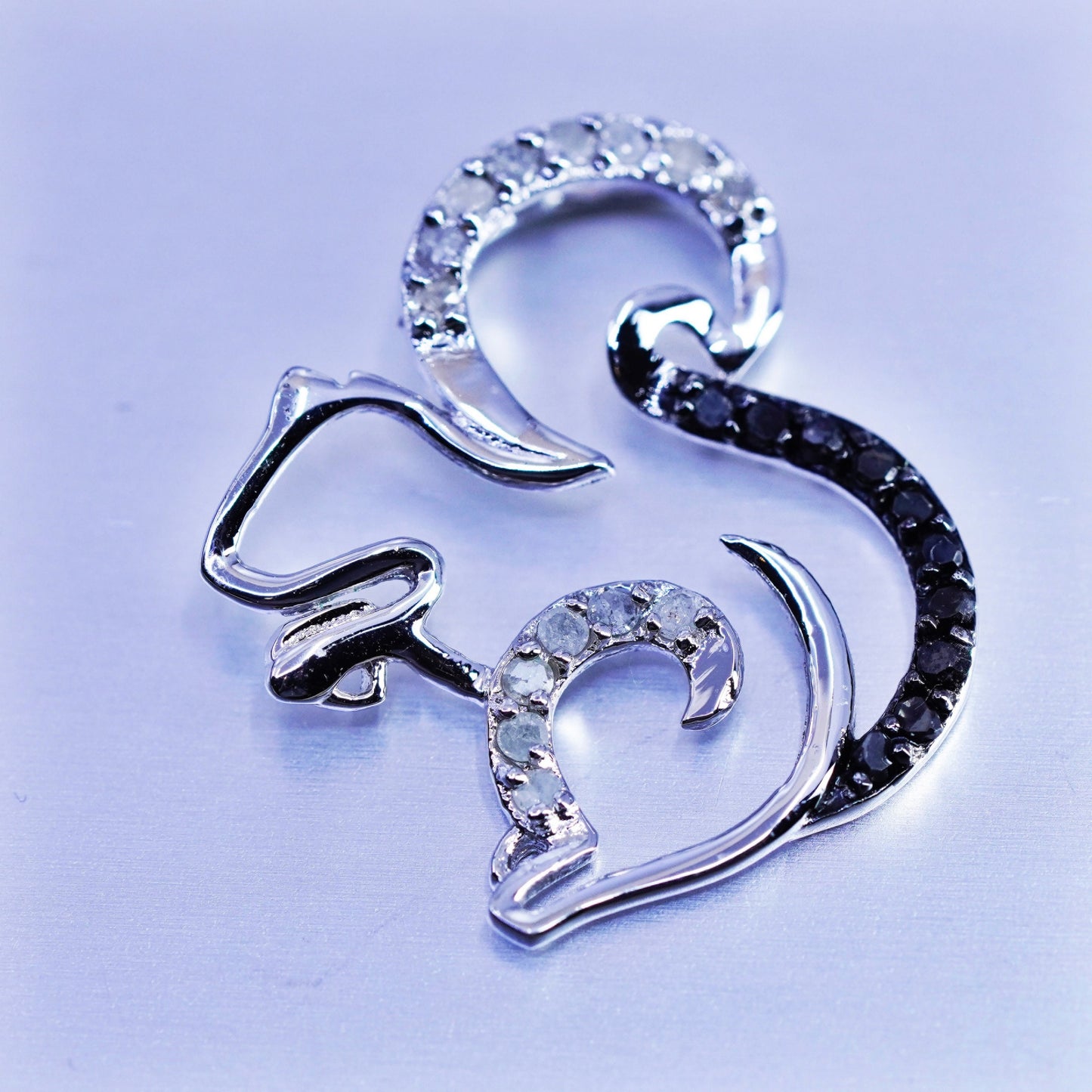 Vintage sterling 925 silver pendant, squirrel with diamond