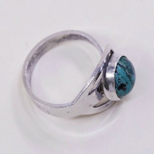Sz 3.5, Vintage Israel Handmade Sterling Silver W/ Turquoise, Stamped 925 Israel