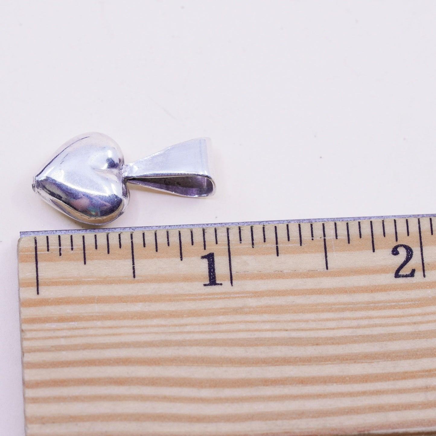 Vintage Mexico handmade sterling silver puffy heart, 925 charm pendant