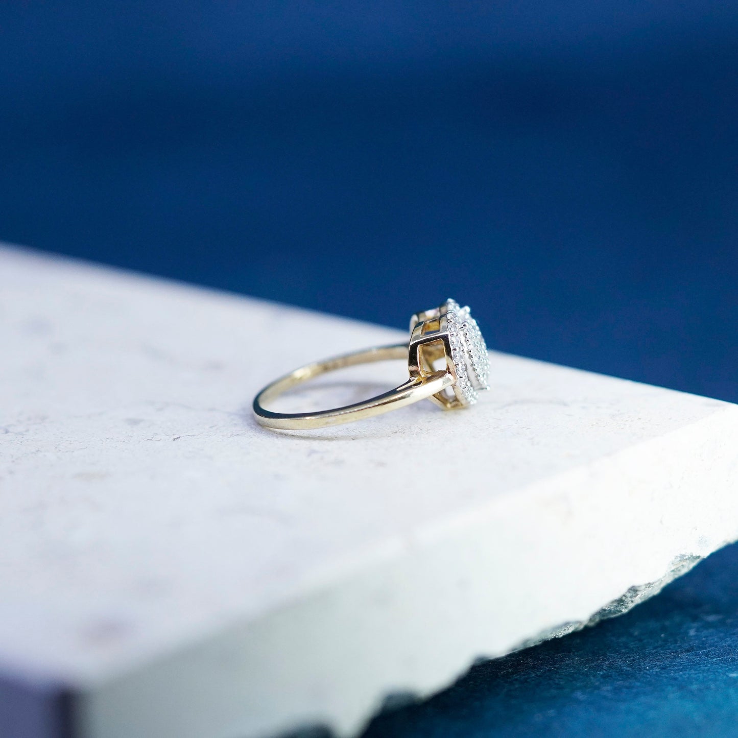 Size 7.25, vermeil gold filled Sterling 925 silver heart ring genuine diamond