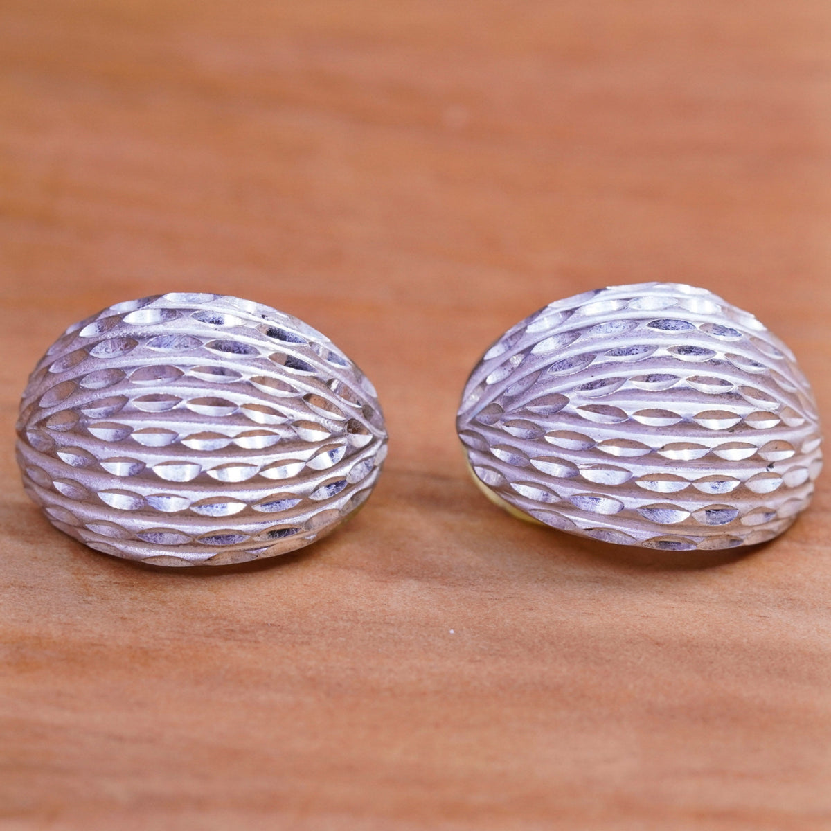 Vintage Sterling silver handmade earrings, textured 925 studs