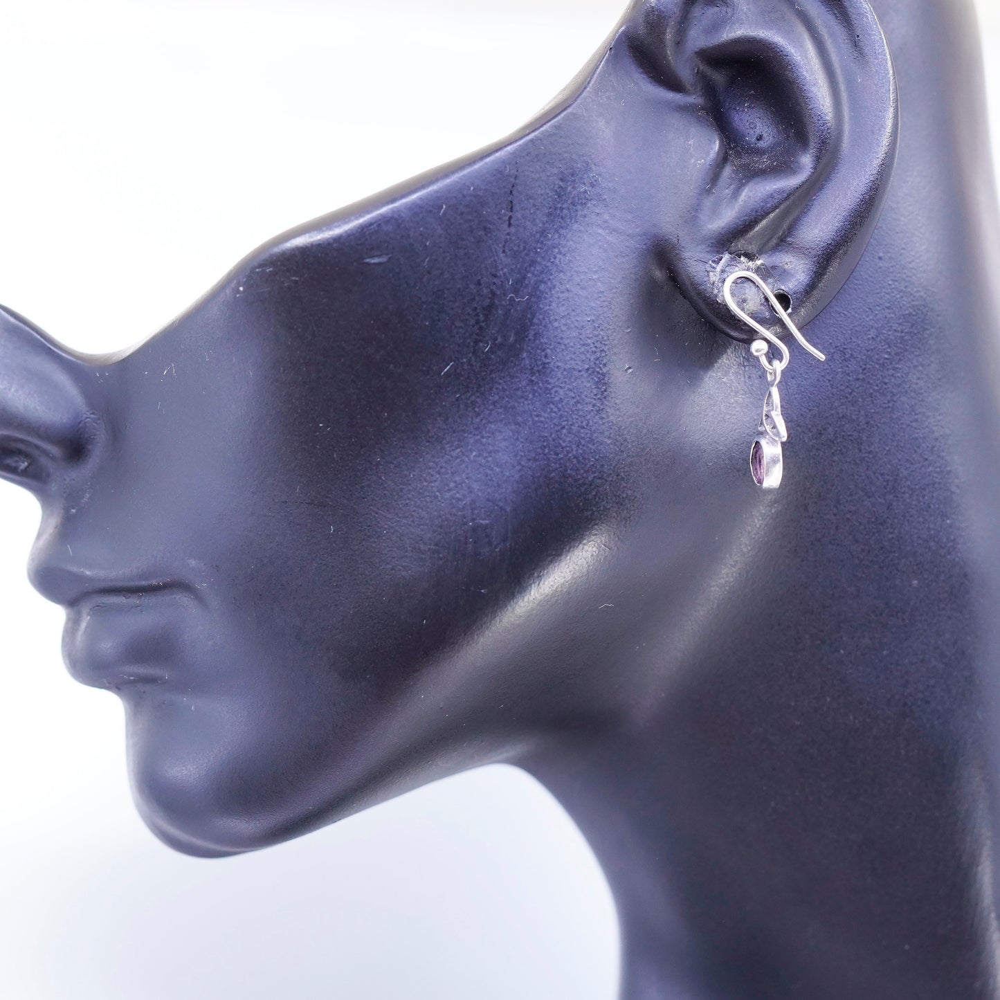 Irish Sterling 925 silver handmade filigree Celtic knot earrings with amethyst
