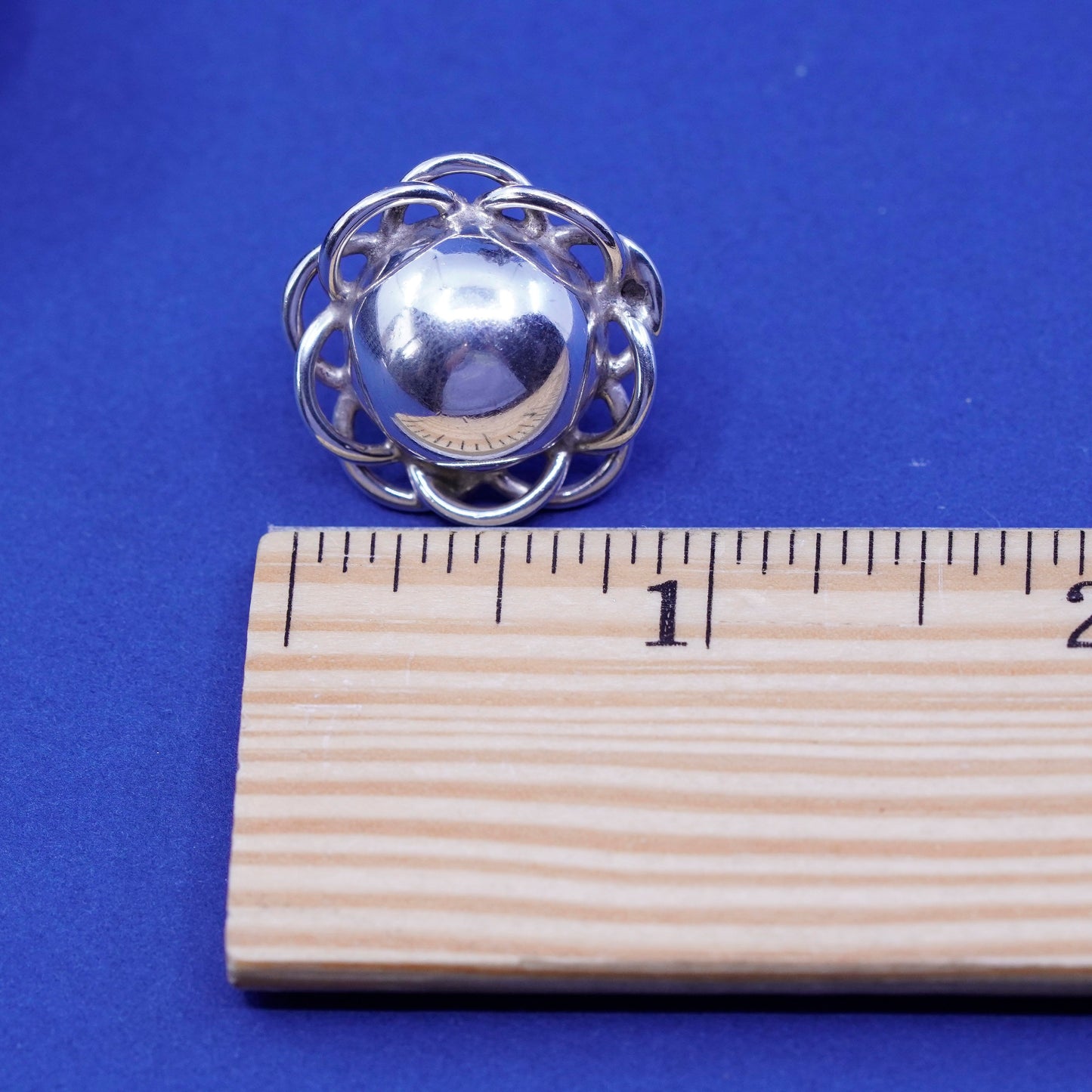 Vintage Mexico Sterling silver handmade earrings, 925 flower studs