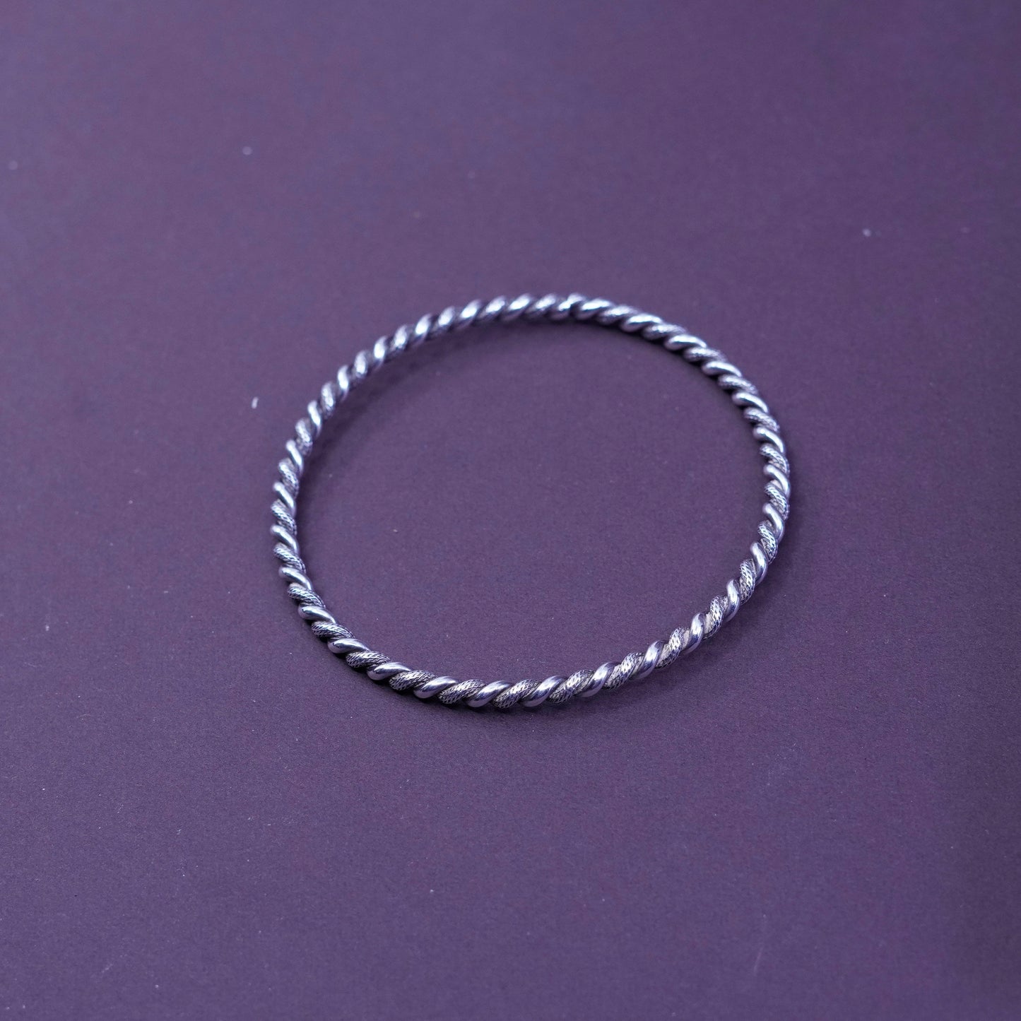 7.75”, Vintage Sterling silver handmade bracelet, 925 twisted textured cuff