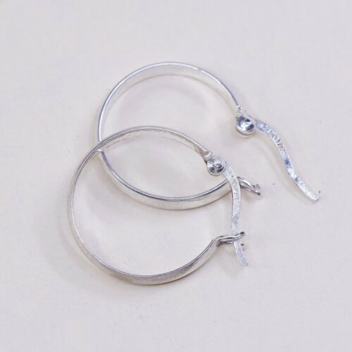 0.75” sterling silver 925 Huggie earrings Hoops, stamped 925 SU