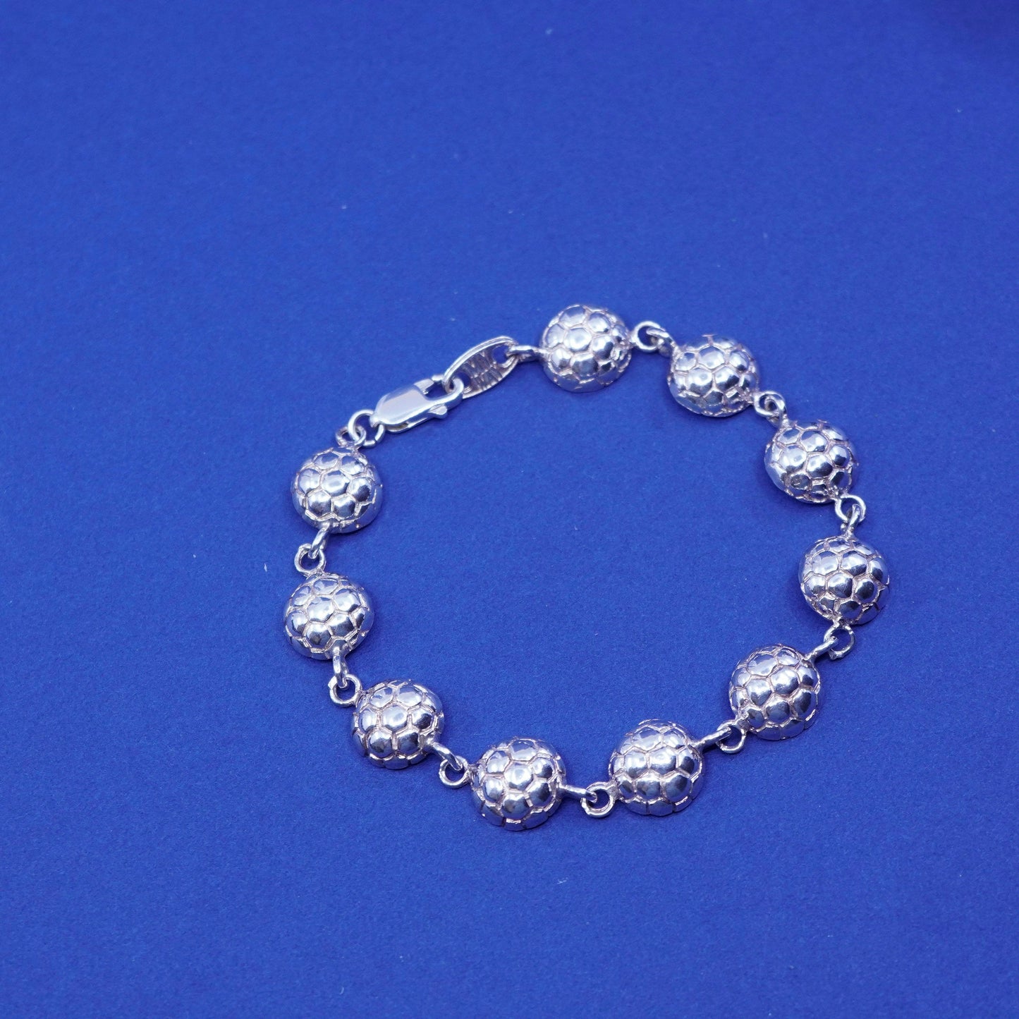 7”, vintage My Way Sterling 925 Silver Volleyball Link Bracelet