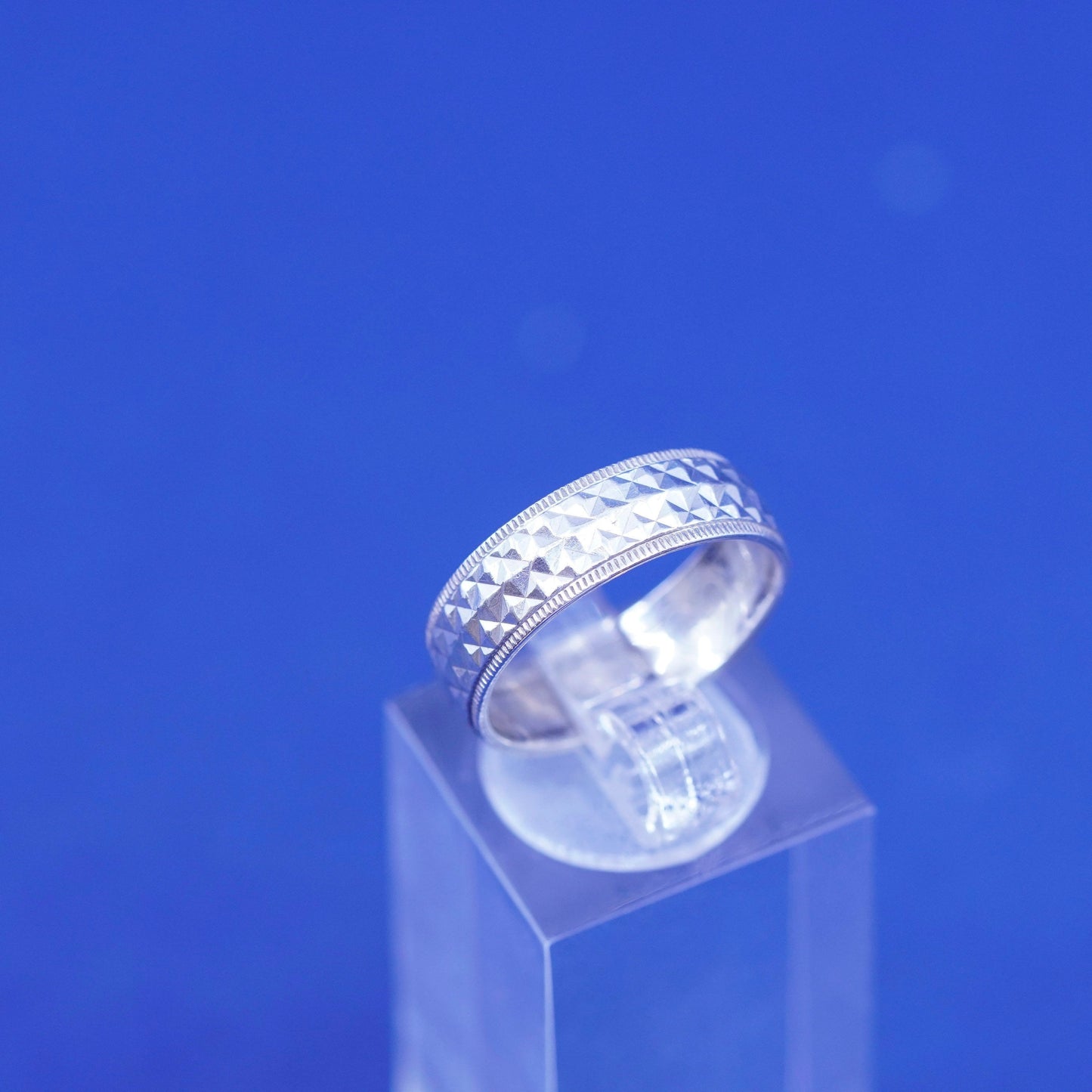 Size 7, Sterling silver handmade ring, southwestern 925 stackable textured band