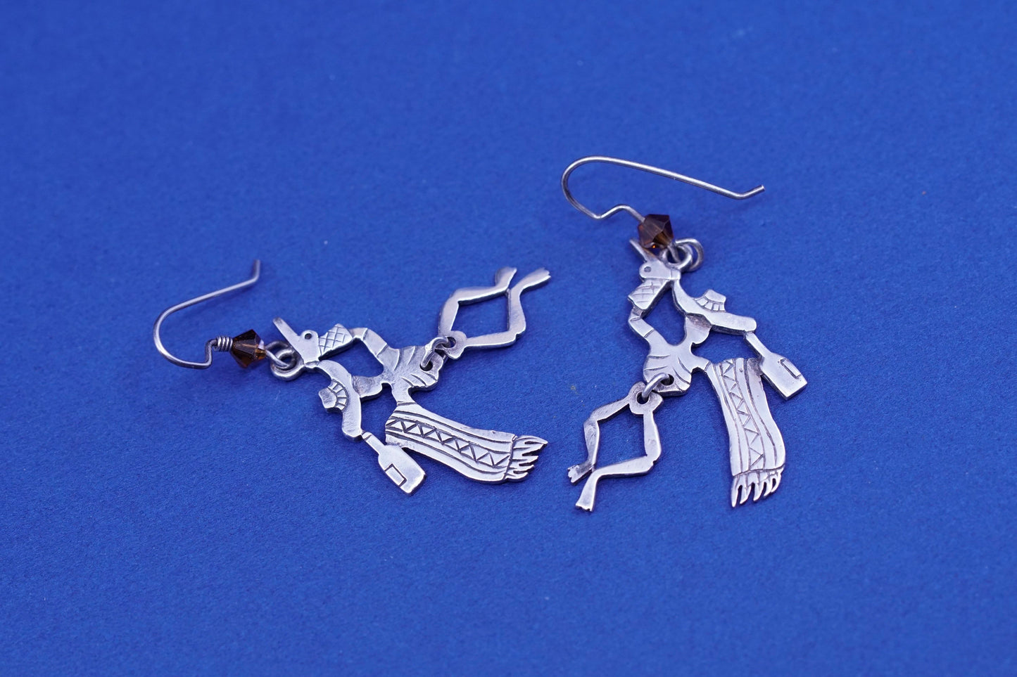 sterling silver handmade earrings, 925 Mexican día de los muertos skull dangles