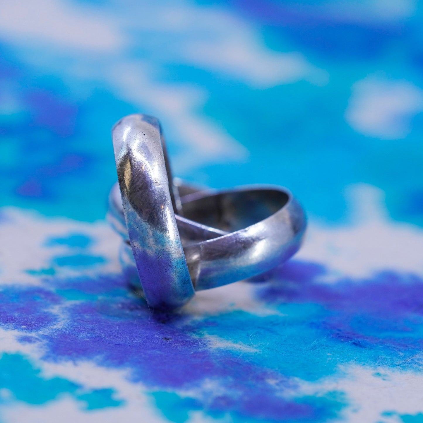 Size 5, vintage Mexico Sterling silver handmade ring, 925 entwined band