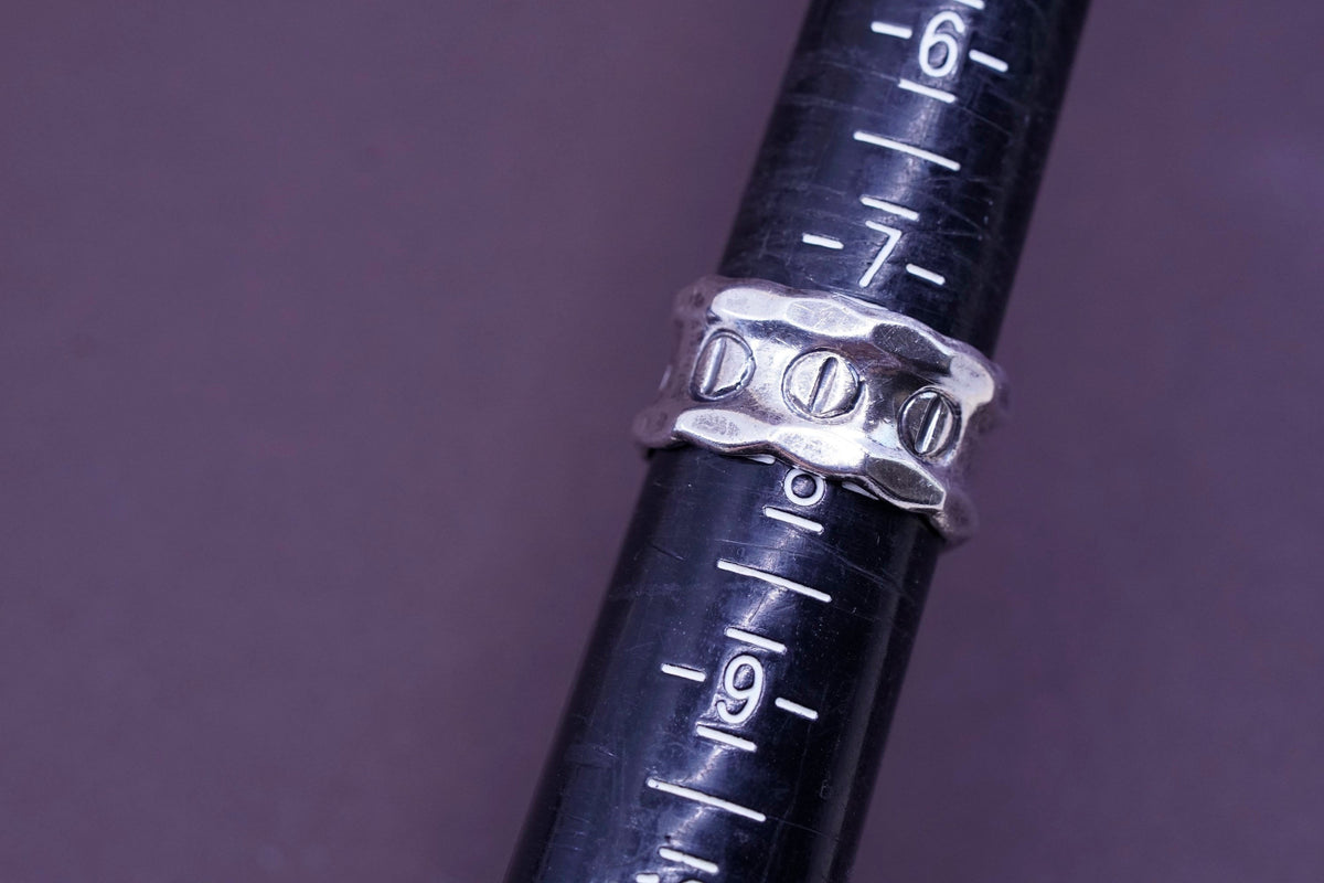 Size 7.5, vintage Sterling silver handmade ring, 925 ribbed men’s band