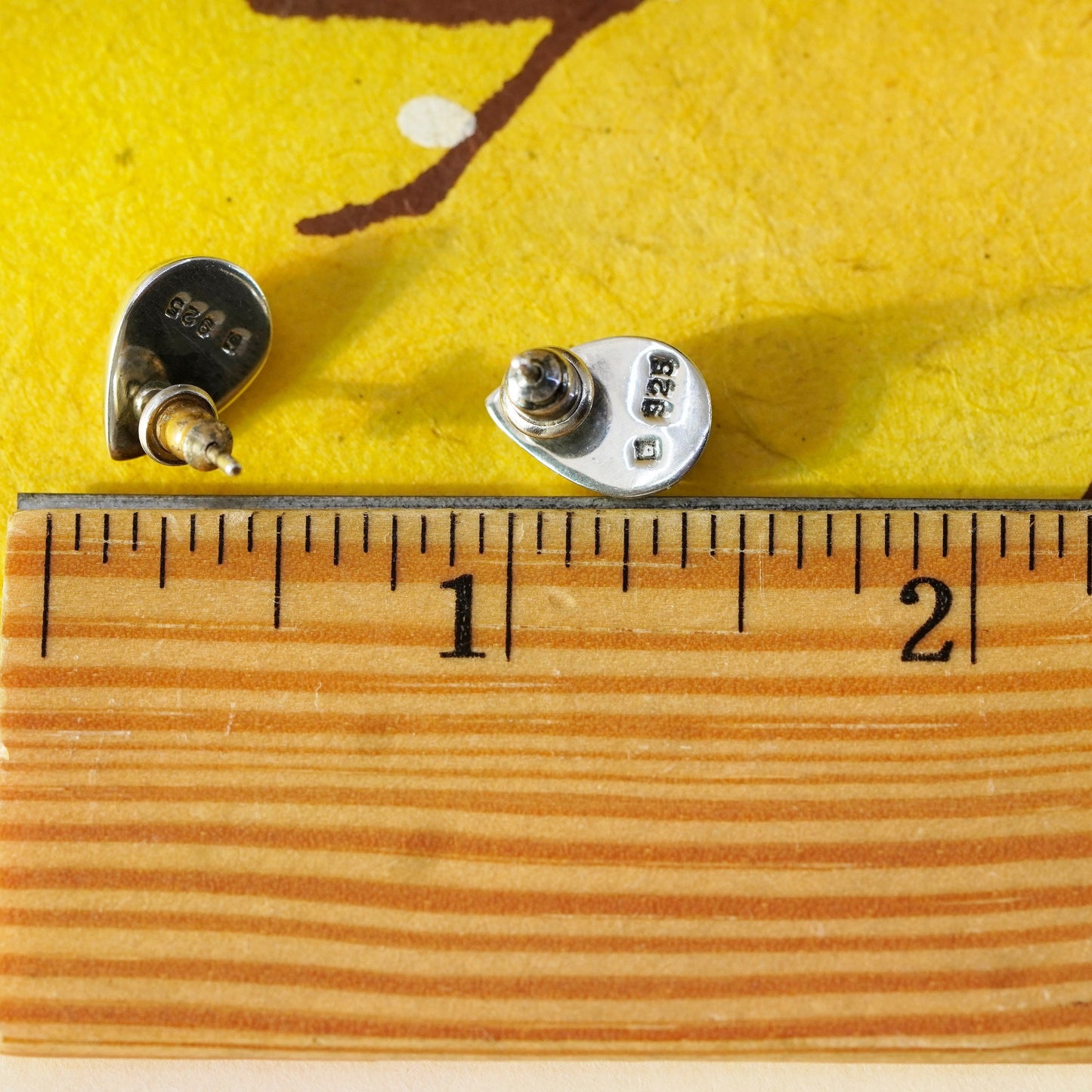 Vintage Sterling silver handmade earrings, 925 teardrop studs mother of pearl