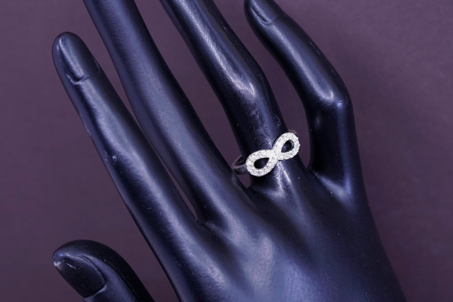 sz 7, Sterling silver handmade ring with Cz, 925 infinity band “infinite love"