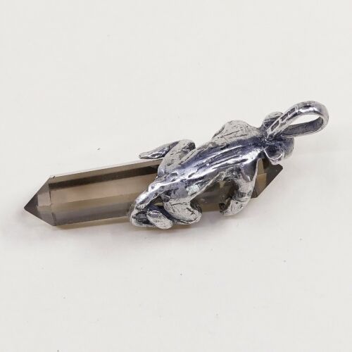 Vtg Brazil sterling 925 silver Handmade Keeper Of The Topaz Pendant W/ Monkey