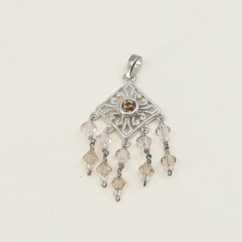 Vintage Milor Sterling silver handmade pendant, 925 silver with and crystal