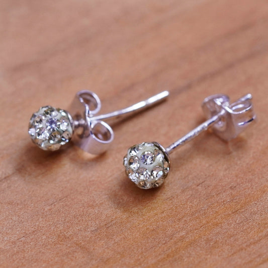 Vintage Sterling 925 silver cluster Cz studs, Swarovski earrings