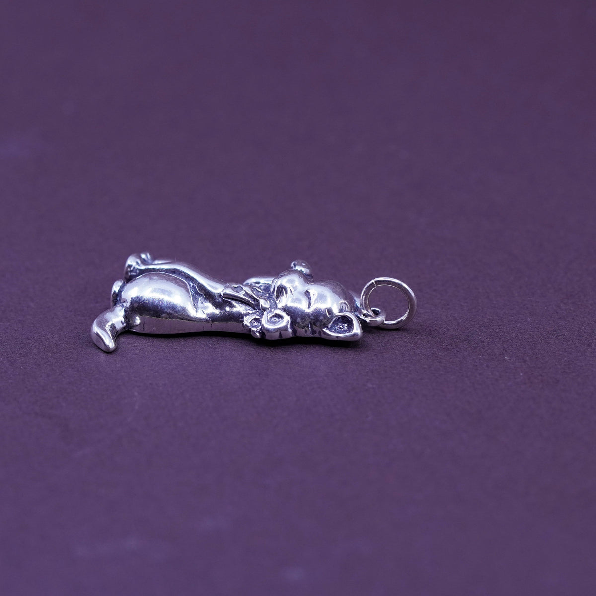 Vintage Sterling silver handmade pendant, 925 silver cat, kitty pendant