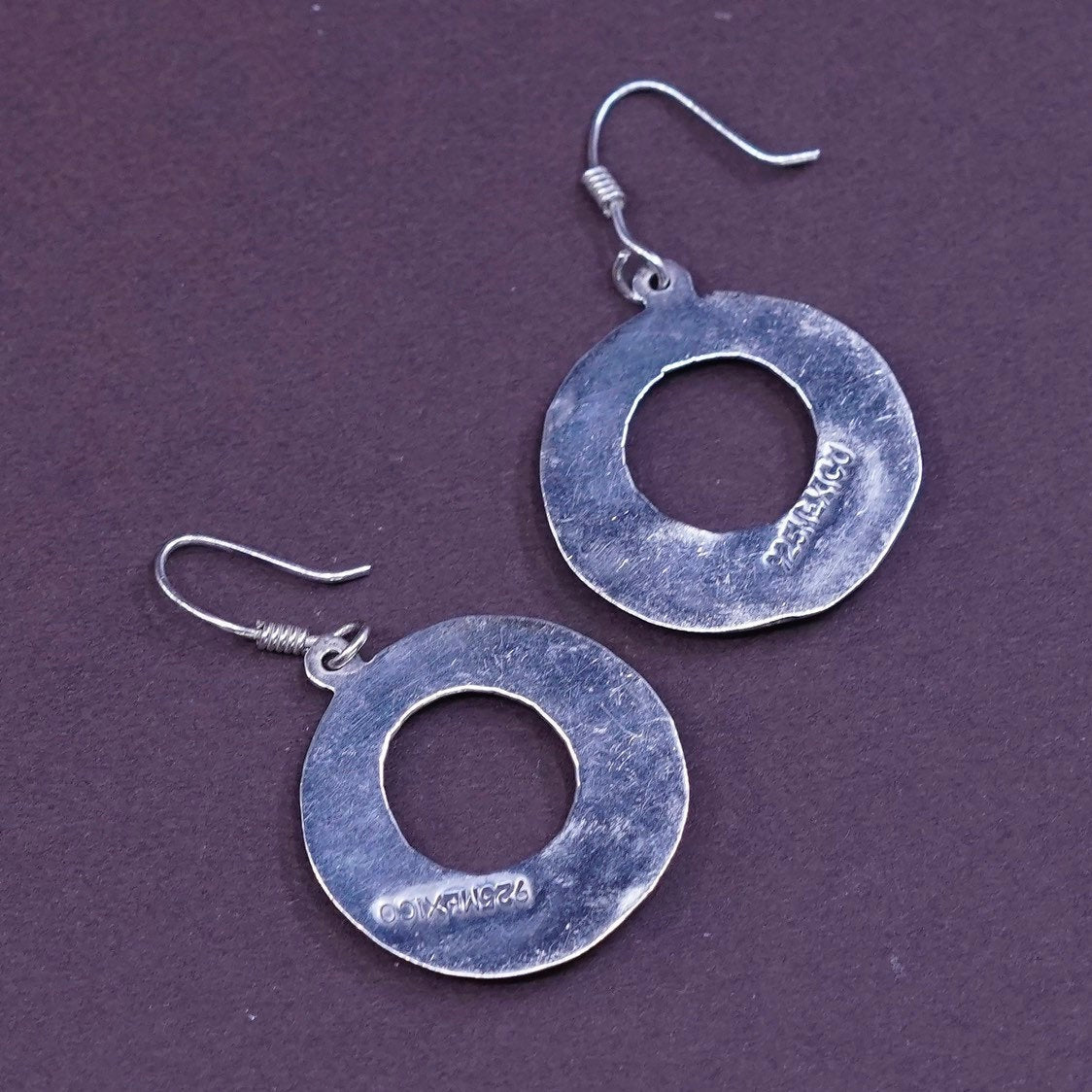 Vintage Sterling silver handmade earrings, 925 puffy filigree drops