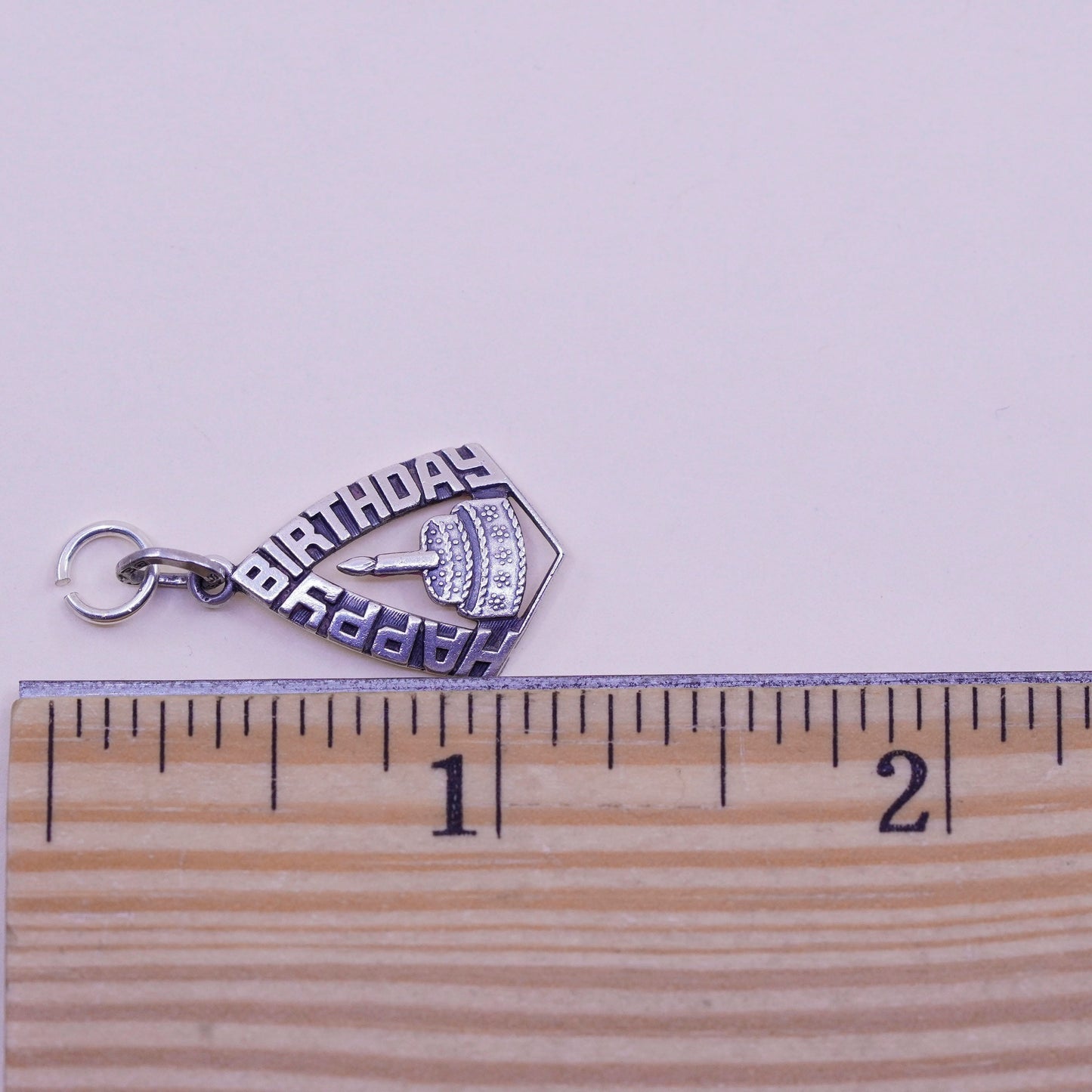 Vintage Sterling silver handmade pendant, 925 happy birthday charm