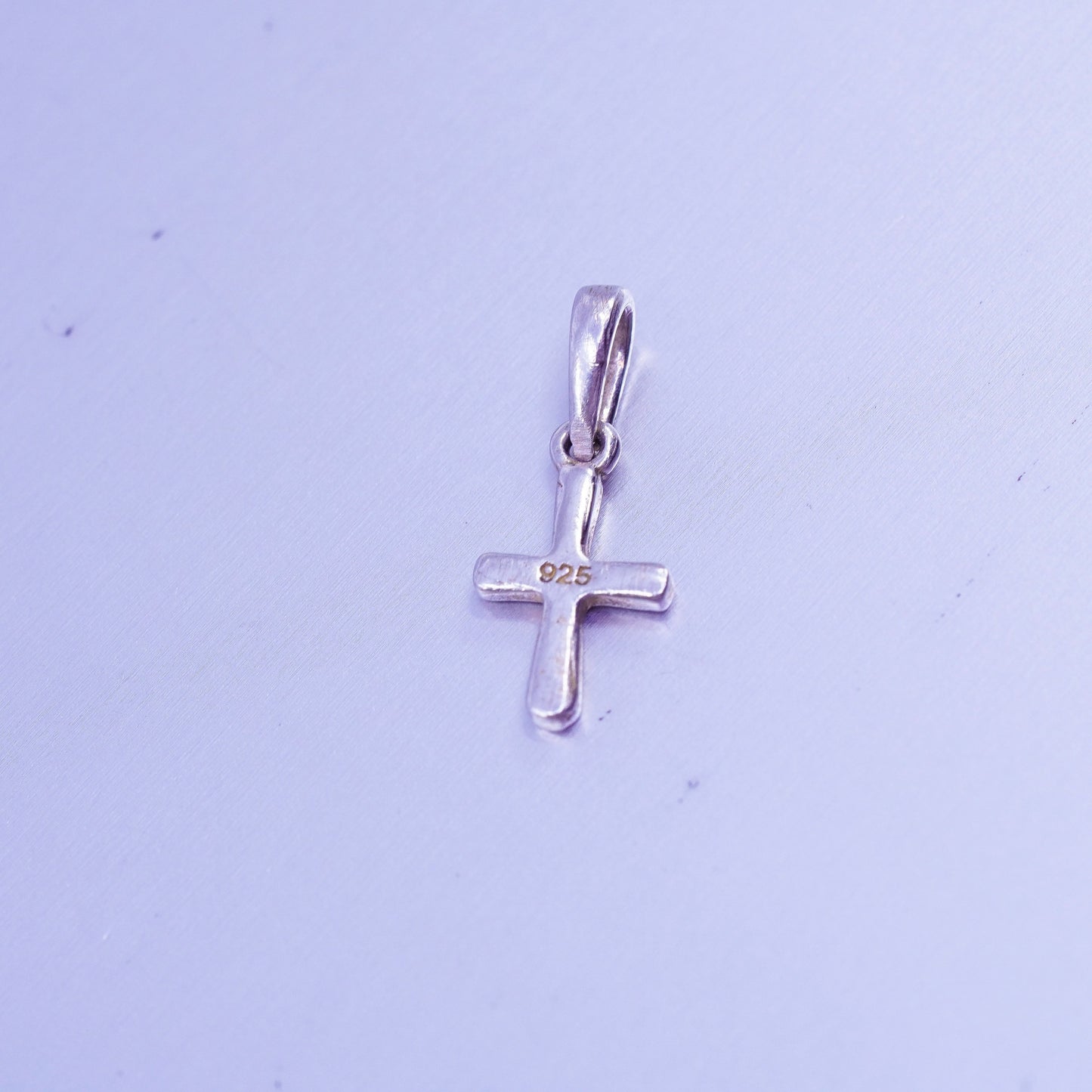 Vintage sterling 925 silver handmade tiny cross pendant