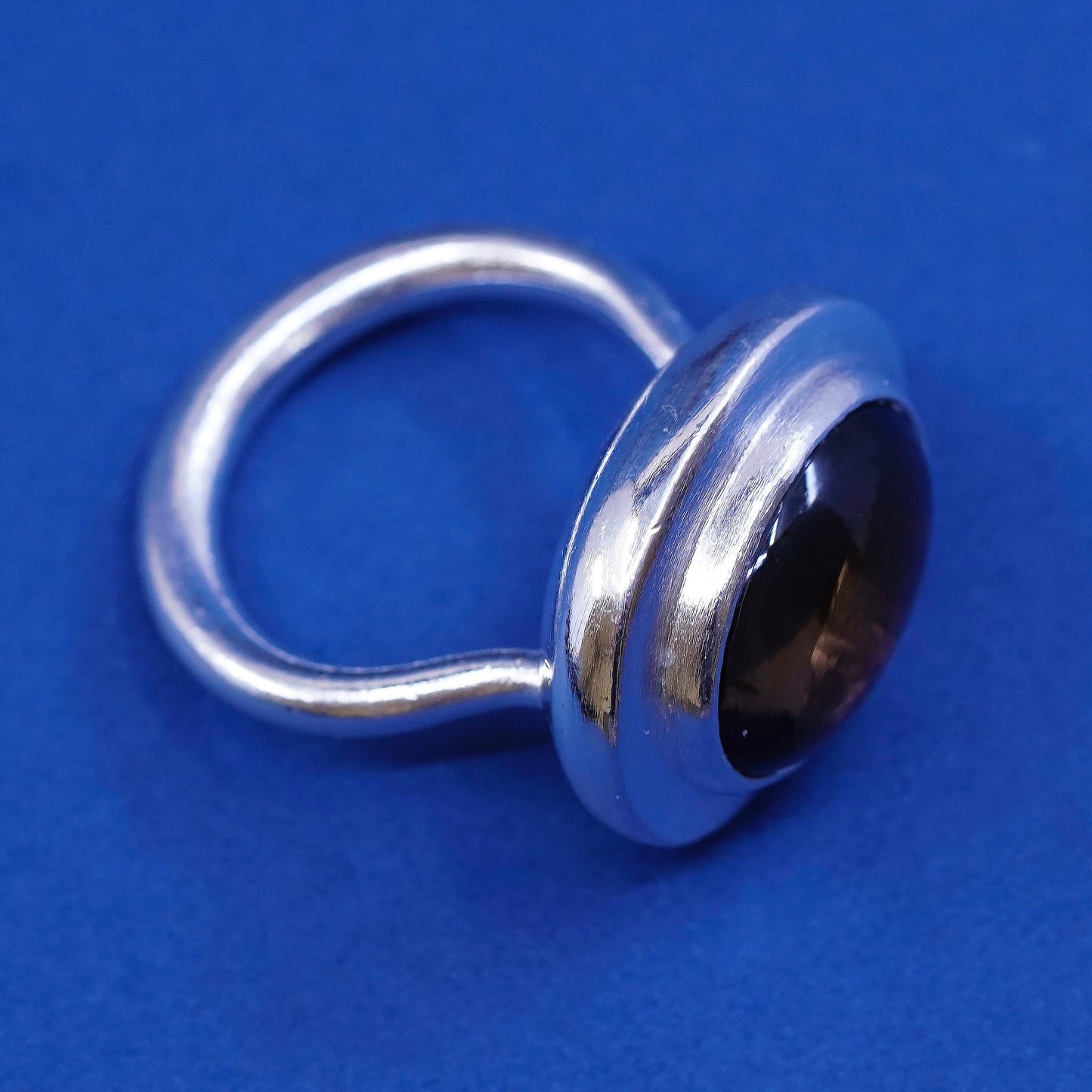 sz 7, vtg Sterling silver handmade ring, 925 w/ golden tiger eye