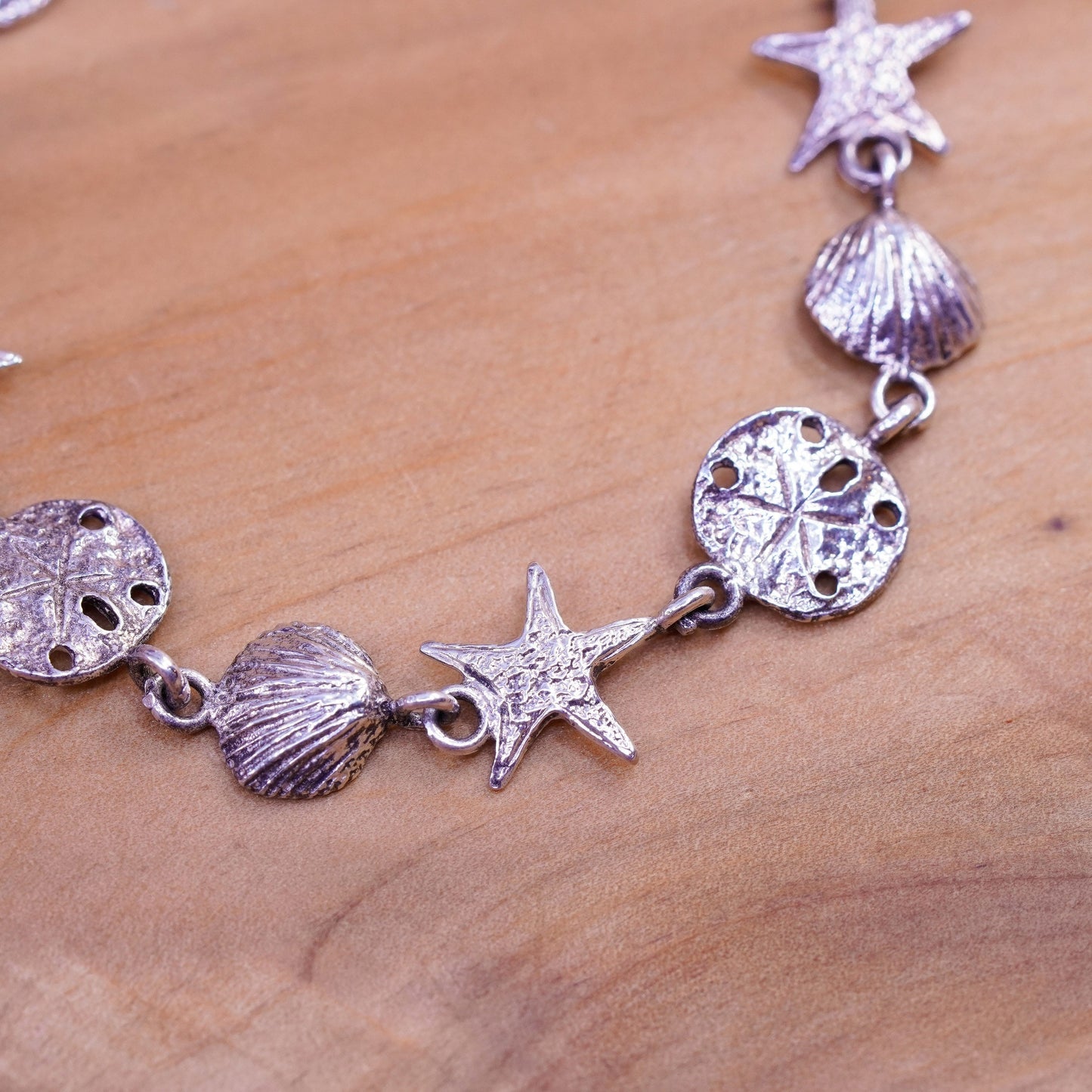 7”, My Way Sterling silver bracelet, 925 shell, starfish sand dollar anklet
