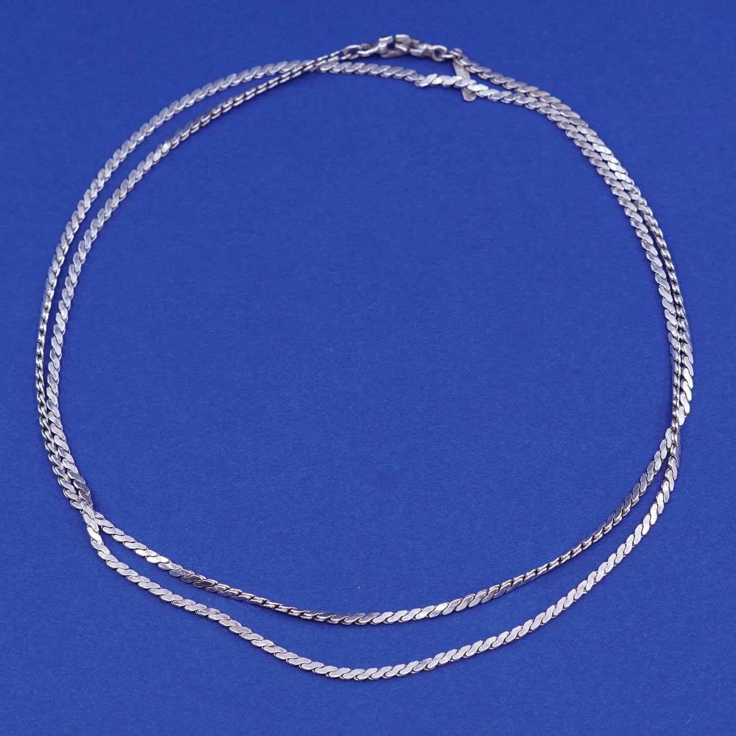 30”, 2mm, vintage Sterling silver handmade necklace, 925 flatten curb chain