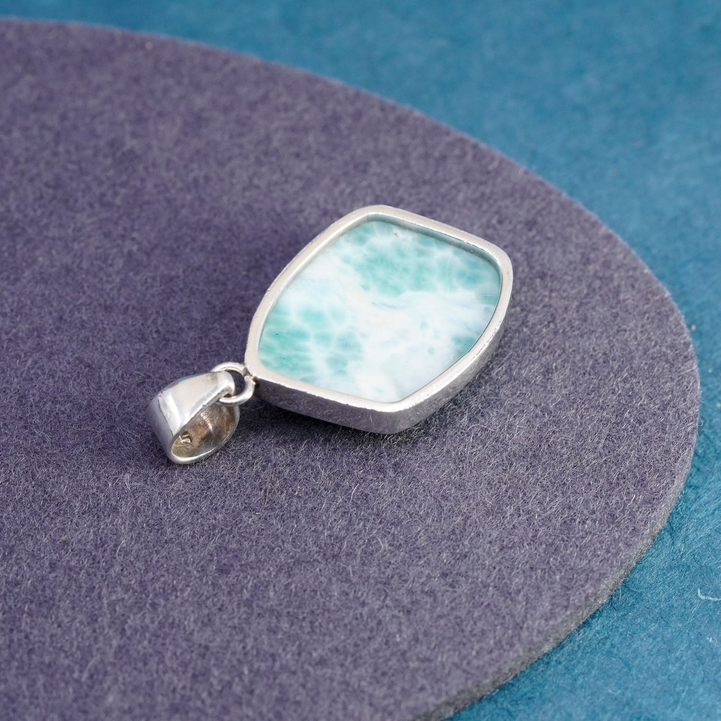 Vintage Sterling 925 Silver Handmade Pendant with larimar