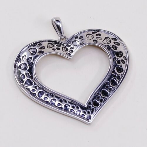 Vintage Sterling Silver Handmade Heart Pendant, 925 Silver Charm