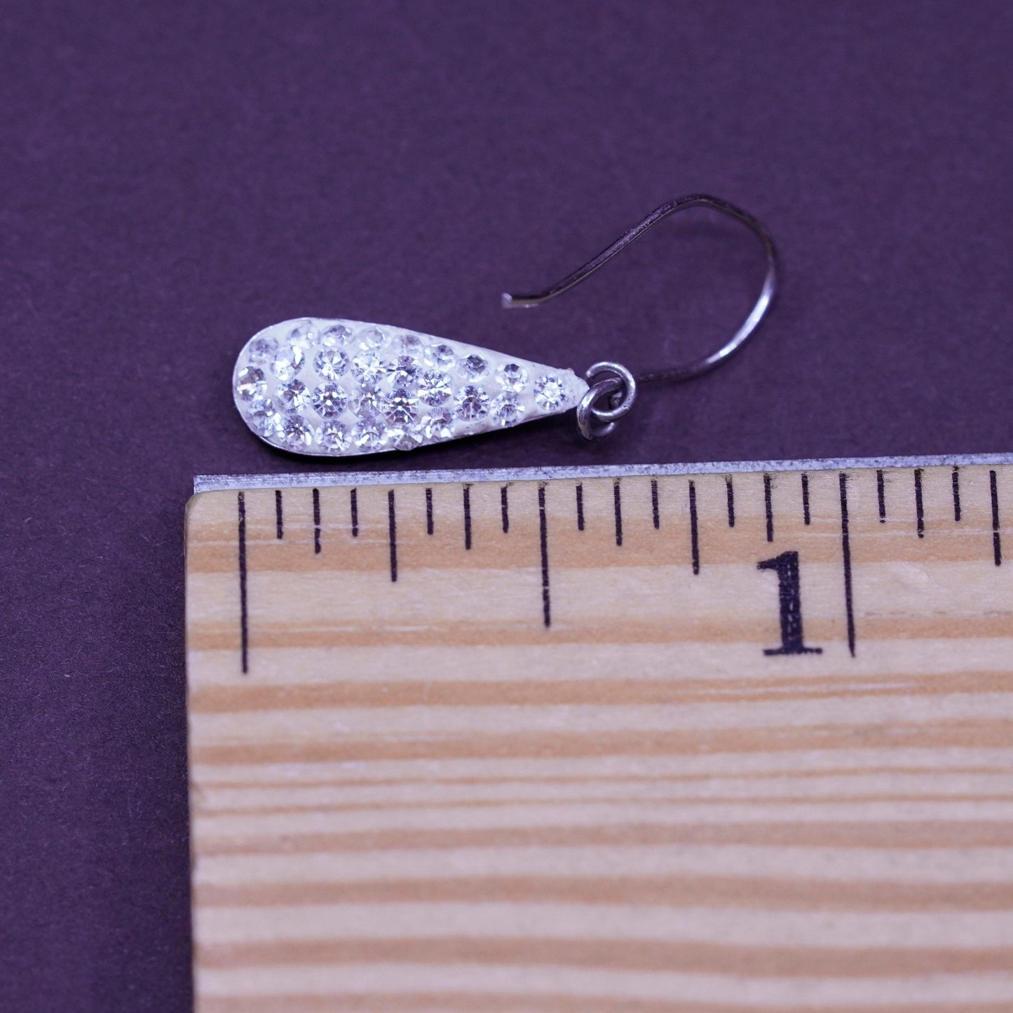 Vintage Sterling silver earrings, 925 teardrops with cluster Cz