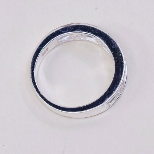 Sz 8.5, Vtg Sterling Silver Ring, Thailand 925 Modern Disney Band Ring W/ CZ